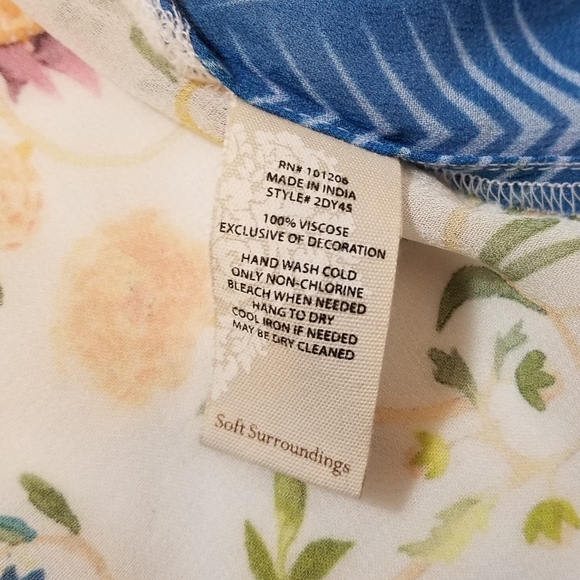 SOFT SURROUNDINGS Art Nouveau Topper Size S Embroidered Kimono Boho Beach Floral - Picture 9 of 11